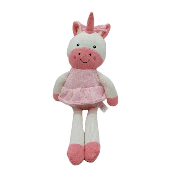 Spark Create Imagine Knit Unicorn 20" Plush Stuffed Animal White Pink - Picture 1 of 7